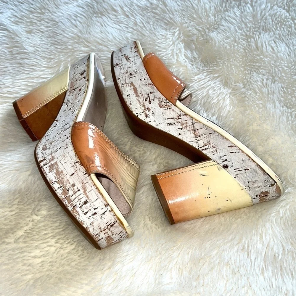Prada Patent Leather Ombré Cork Platform Heels